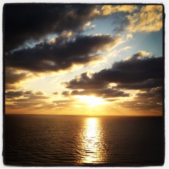 sunset over the bay